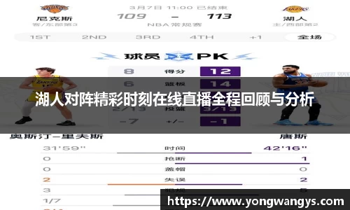 湖人对阵精彩时刻在线直播全程回顾与分析